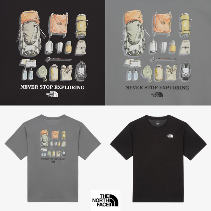 노스페이스 25SS 남성 캠핑 반팔티셔츠 백패킹프린트 루즈핏