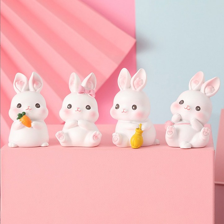 토끼 피규어 4마리 세트 미니어처 계묘년선물 새해선물  토끼띠선물 풍수