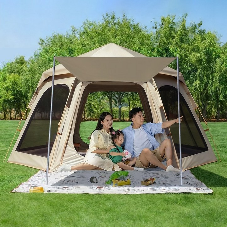캠핑텐트 육각형 자동텐트 캠핑텐트34인용 방습 매트수납팩 증정