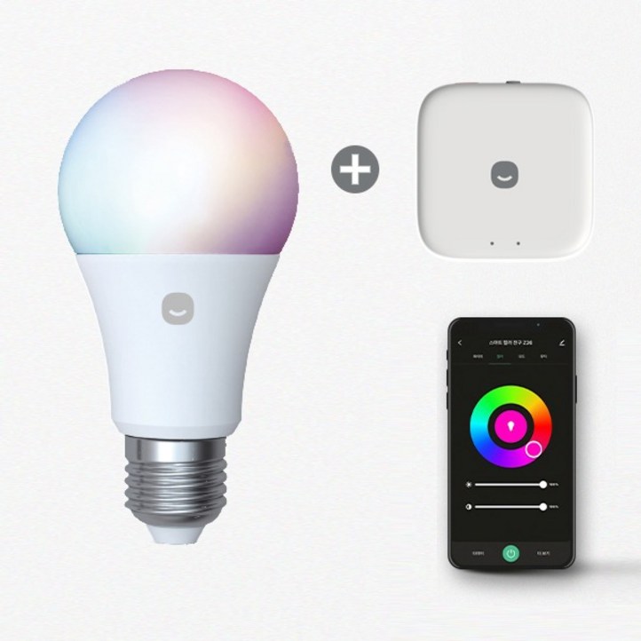 헤이홈 Z26 스마트 전구 IoT 조명 인테리어 LED 컬러 무드등 허브 pro 원격제어 패키지, 4개, RGB