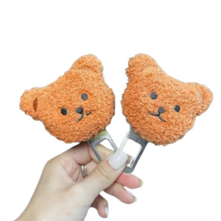 더쏠 캐릭터 곰돌이 안전벨트 연장클립, 2p, 브라운