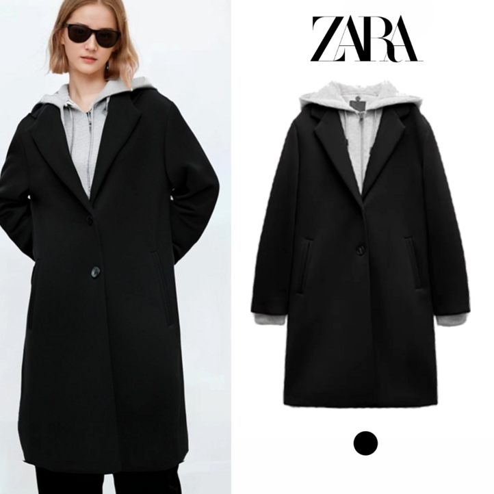 Zara 여성 리무버블 후드 코트 롱 슬리브 8073 264 Zara 여성 리무버블 후드 코트 롱 슬리브 8073 264