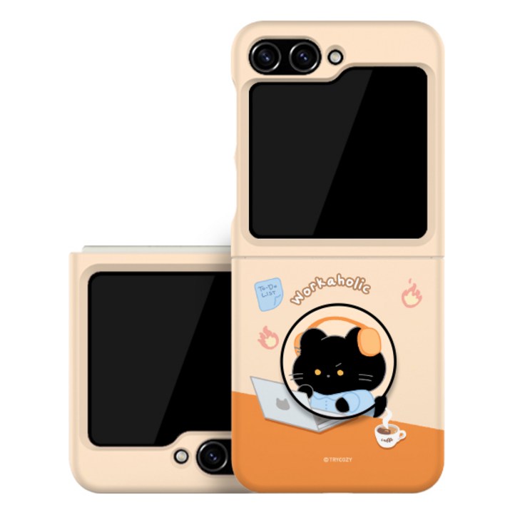 먀오 프렌즈의 하루 갤럭시 Z플립 하드 휴대폰 케이스원형톡 세트