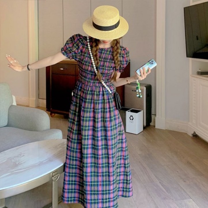 코스 체크 원피스