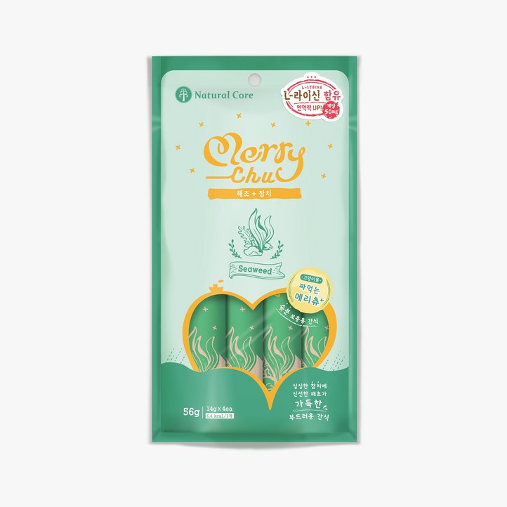 네츄럴코어 메리츄 고양이 간식 츄르스틱 8팩, 해초참치 4P, 56g, 8개