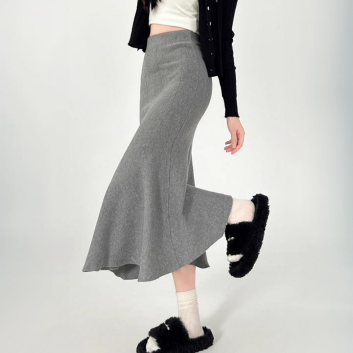 루나모드 인어 롱 프릴 머메이드 니트 스커트  K0133