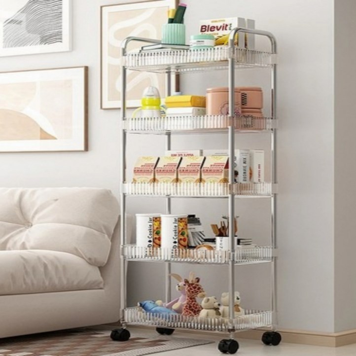 라온프리 이동식 트롤리 틈새수납장, 5단