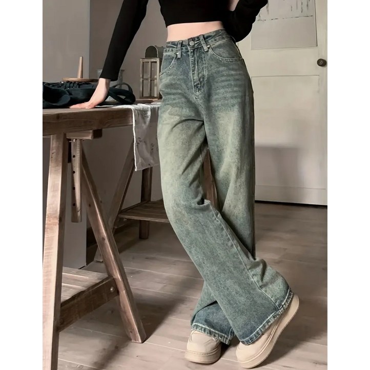고퀄 데님 와이드 빈티지 워싱 팬츠 바지 고퀄 데님 와이드 빈티지 워싱 팬츠 바지