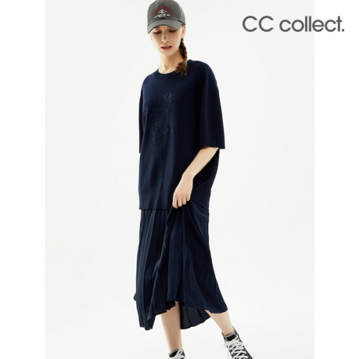 씨씨콜렉트 여성 롱 원피스 데일리 기본 직장인 CC콜렉트 플리츠 블록 니트 NYC223PSE031DH2248066