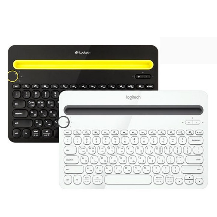 로지텍코리아 정품 K480 무선 블루투스 키보드  투명 키스킨 세트 한글각인 자판 2가지 색상, 블랙