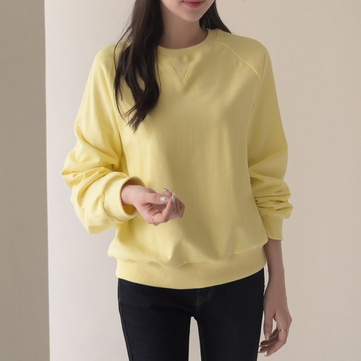 데일리앤 파트 여자 무지 간절기 얇은 긴팔티 쭈리 나그랑 맨투맨 티셔츠