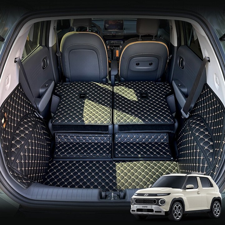 더뉴 캐스퍼 가솔린 컨셉토 3D 가죽 퀼팅 풀커버 트렁크 매트 풀세트 캐스퍼 가솔린 호환 인스퍼레이션, 카멜