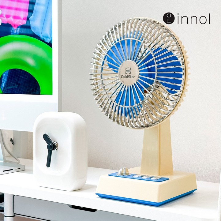 콜드스타 레트로 무소음 탁상용 캠핑 BLDC 유선 미니 선풍기