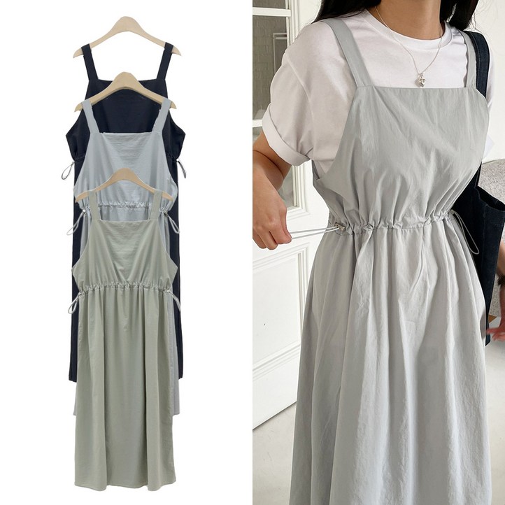 핑크홀릭 멜로디 스트링 바스락 아노락 민소매 멜빵 원피스