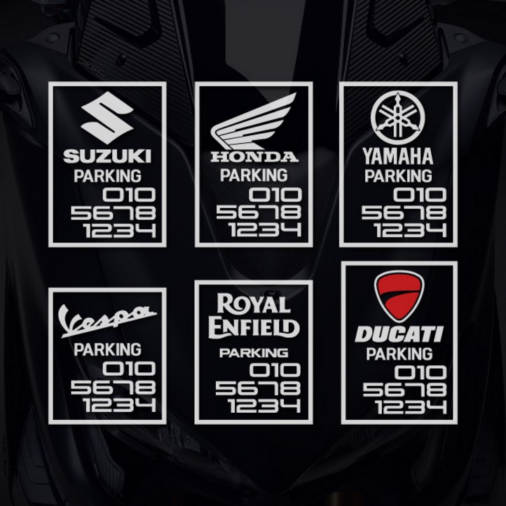 오토바이 전화번호스티커 로고타입 주차번호, 1개, 흰색