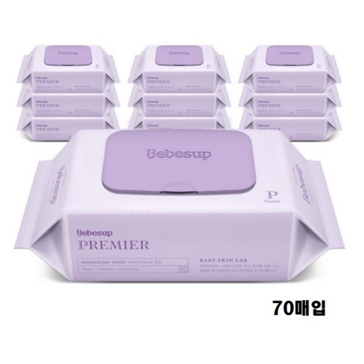 베베숲 프리미어 물티슈 캡형 70평량, 70g, 70개입, 10개