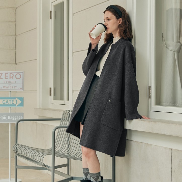 논 버튼 핸드메이드 코트