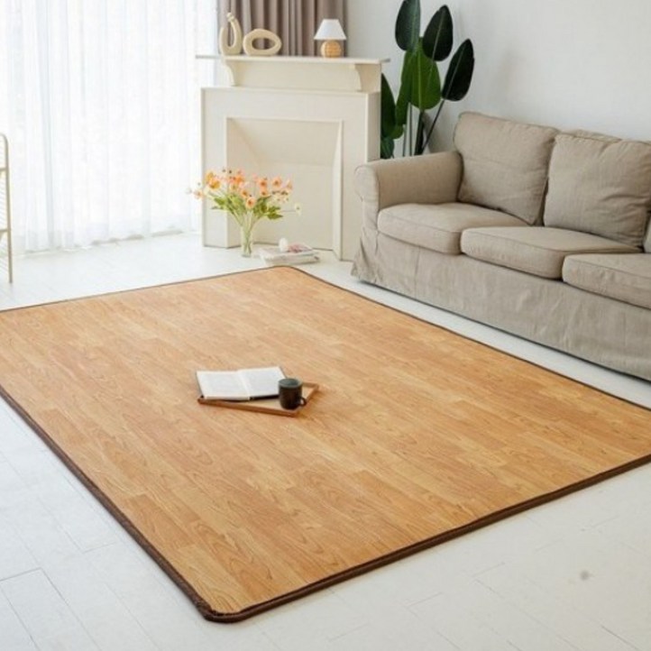 파크론 빅사이즈 맞춤제작 카페트형 고급우드 베란다 매트, 두께12mm 카페트고급우드