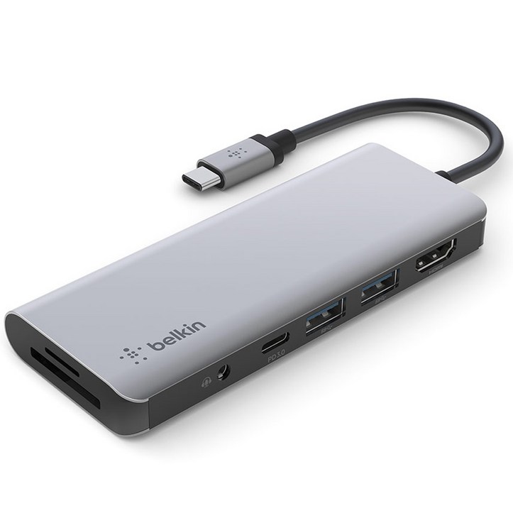 벨킨 7in1 USB C타입 멀티 허브 AVC009btSGY, 그레이 벨킨 7in1 USB C타입 멀티 허브 AVC009btSGY, 그레이