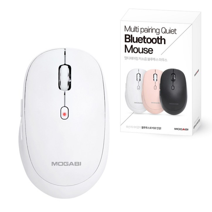 모가비 멀티페어링 저소음 블루투스 5.0 마우스 MOG115, 화이트, MOG115 모가비 멀티페어링 저소음 블루투스 5.0 마우스 MOG115, 화이트, MOG115