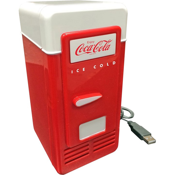 코카콜라 냉장고 싱글 캔 쿨러 레드 USB 전원 레트로 원 미니 냉장고 책상 가정 사무실 기숙사용 열전 학생 또는 직장인을 위한 독특한 선물, 기본