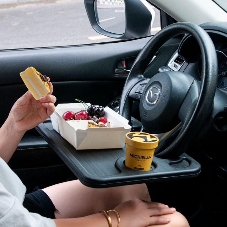 케어리즘 3초설치 차량용 테이블 식탁 트레이 무중력 자동차 테이블, 1개