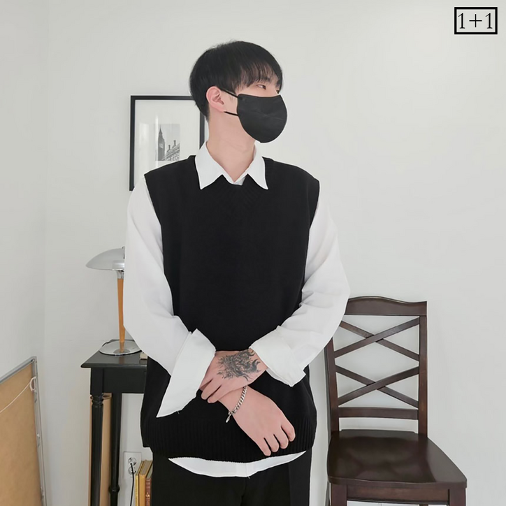 11데일리 브이넥 니트 조끼 사계절 오버핏 V 11color