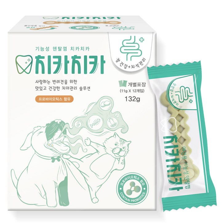 굿데이 치카치카 강아지 덴탈껌 132g, 장 건강, 132g, 1개