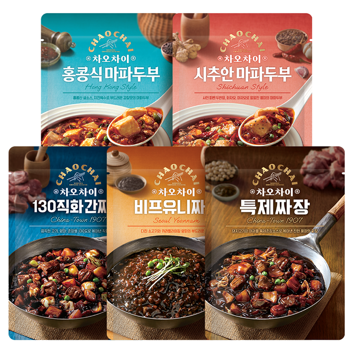 차오차이 짜장 마파두부 체험팩 180g x 5종 세트