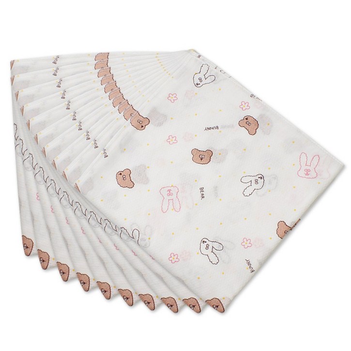 베이비베어 유아용 무형광 나염손수건 10p