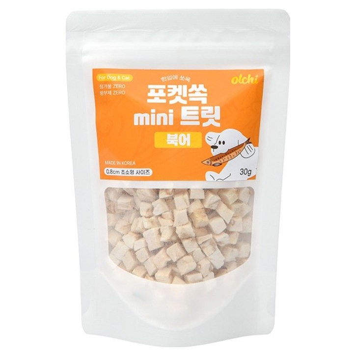 올치 반려동물 한입에 쏘옥 포켓쏙 미니 트릿 동결건조간식 BF6862, 북어, 30g, 1개