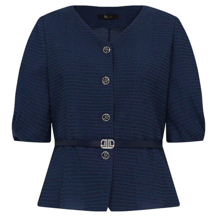 케이엘바이린 글리 체크 반팔 블라우스