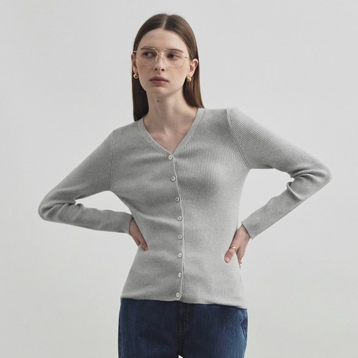 몽돌 여성용 골지 브이넥 가디건 MDCD034