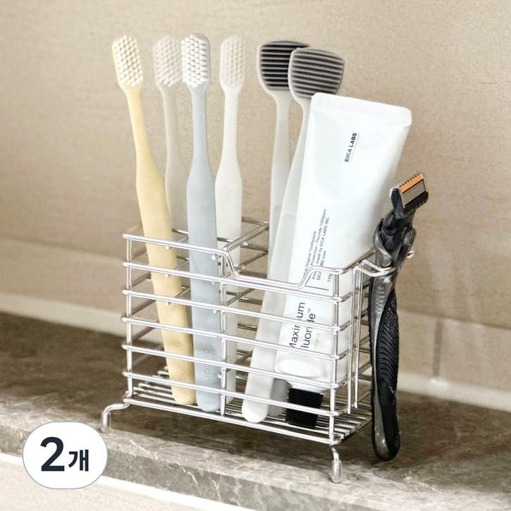 올지 스텐 304 스파이더 칫솔꽂이, 실버, 2개