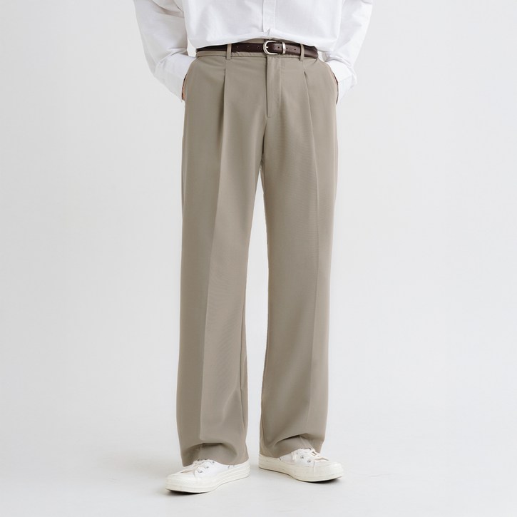 제타 남성용 원턱 세미 와이드 히든 밴딩 슬랙스