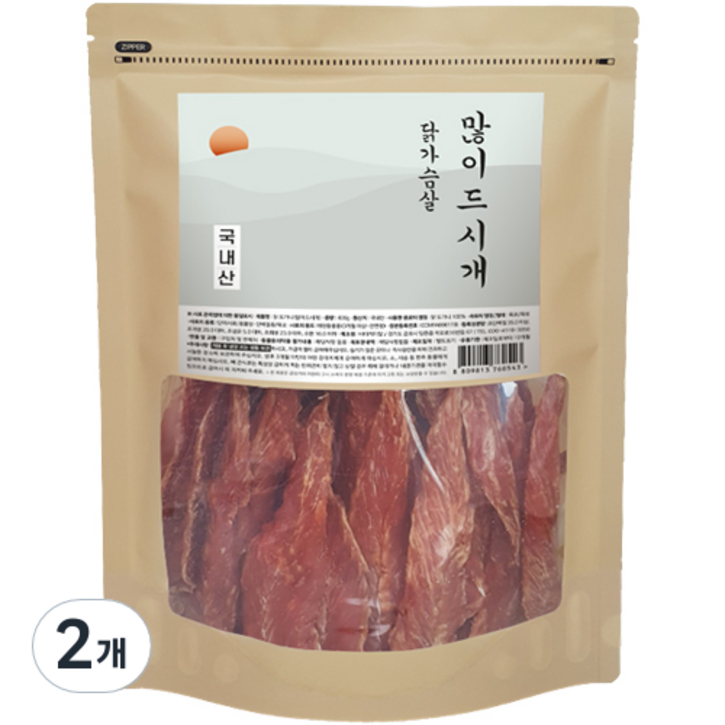 반려동물 많이드시개 대용량 수제 간식 400g, 닭가슴살, 400g, 2개