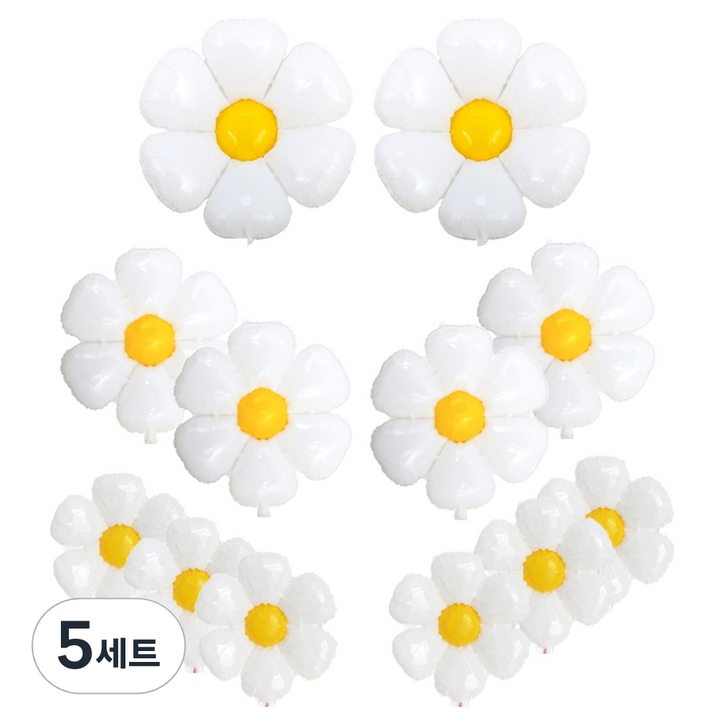 코히모 데이지 꽃 파티 풍선 대형 2p  중형 4p  소형 6p 세트, 5세트, 혼합색상
