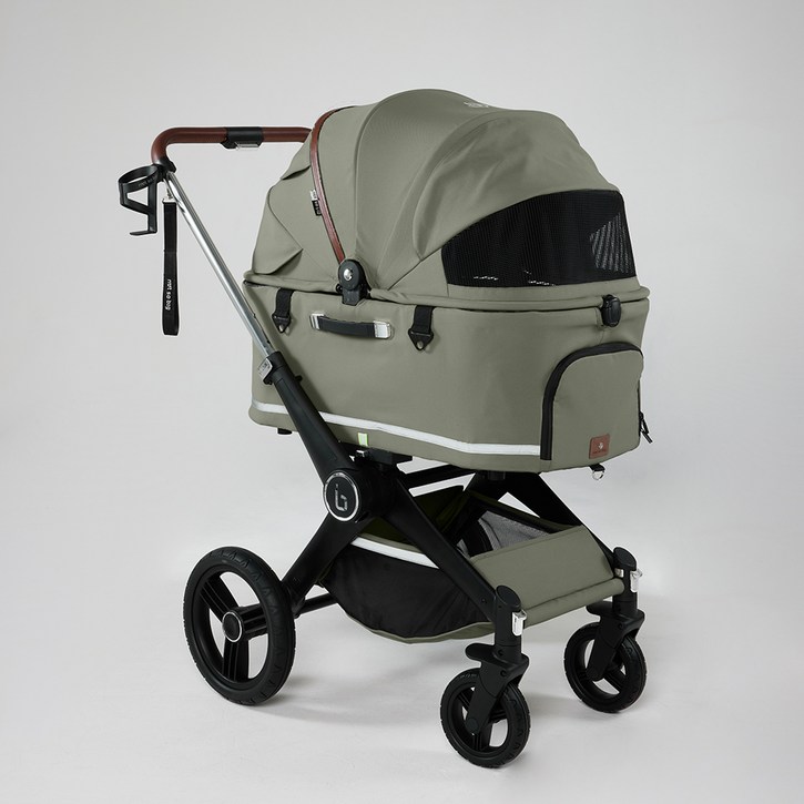 낫쏘빅 반려동물 파트라슈3 캐리어 분리형 유모차  레인커버  컵홀더  숄더스트랩 세트, 퓨어올리브, 1세트