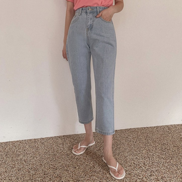 큐니걸스 여성용 배기 크롭 데님 팬츠