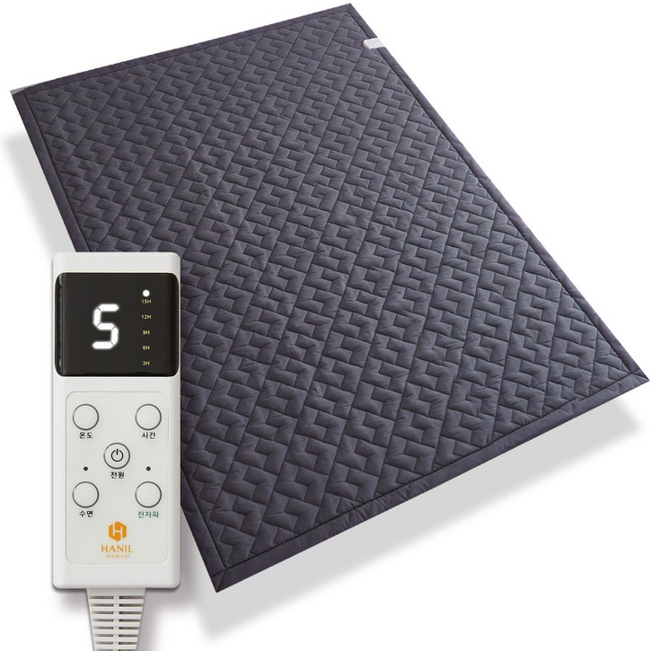 전자파없는 탄소매트 워셔블 침대 전기매트 싱글 더블, 2인용 퀸150X200cm, 챠콜네이비히든하트