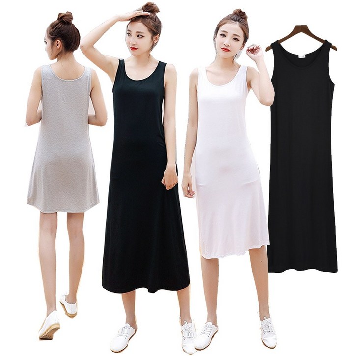 프리수 M~XL 숏 미들 롱 소프트 나시원피스
