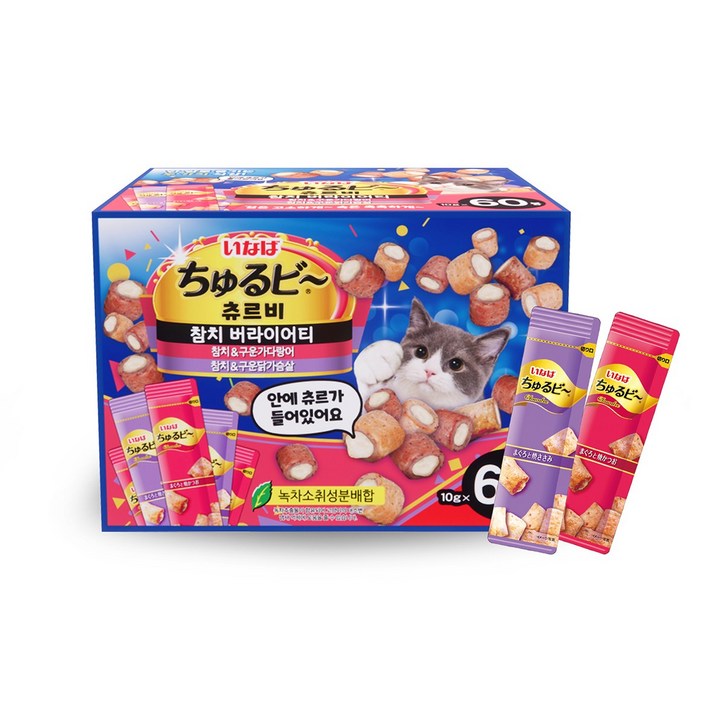 냐옹샵 이나바 츄르비 참치 버라이어티 10g, 60봉, 10g_냐옹샵이나바츄르비참치버라이어티
