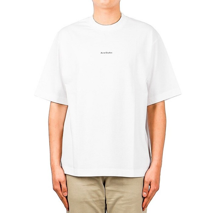 [아크네] (BL0198 WHITE) 남성 로고 반팔 티셔츠 20FW 1
