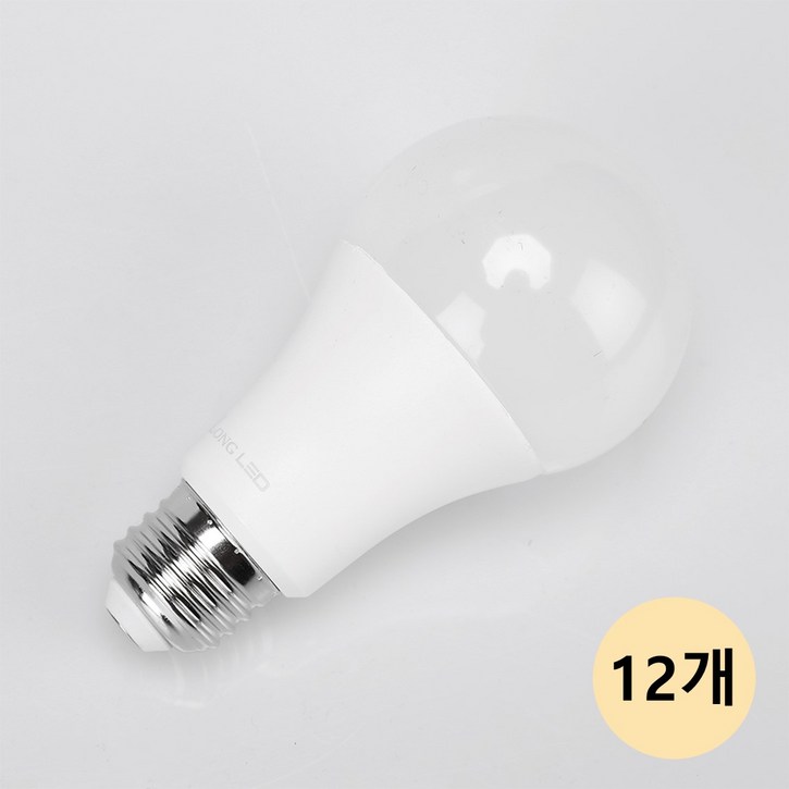 LONG 전구 LED 12W 주백색(아이보리색빛,4000K) e26, 12개