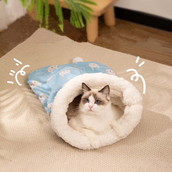HANTAO 고양이 강아지 숨숨집 침낭  반려동물 이불방석