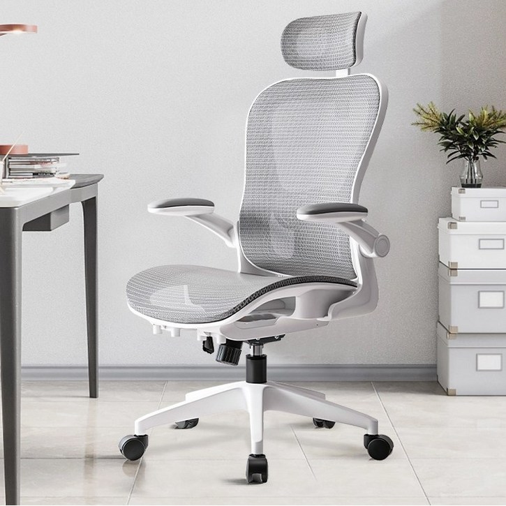 HOMEY NEST 메쉬 사무용의자 허리받침대 사무실 학생 책상 컴퓨터의자 HN-OC308, 화이트