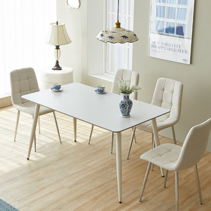 보루네오 엘리브 미담 1400 세라믹 철제 테이블 식탁 pn8911, 화이트, 4인용