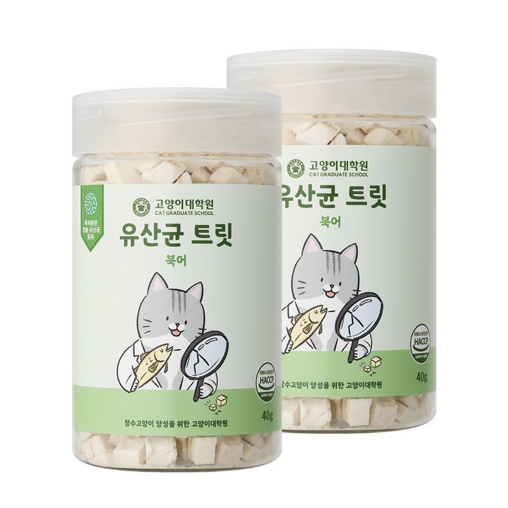 고양이대학원 유산균 트릿 간식 북어 40g, 2개, 40g