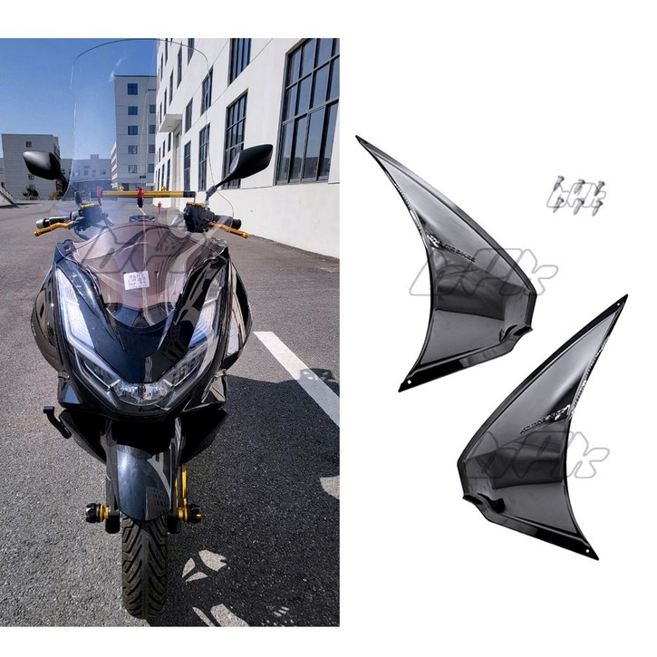 비피케이레이싱 혼다 PCX125 메탈 다크크롬 사이드바이저 21 22 23년 무릎 방풍 바람막이 BIKI, 1세트