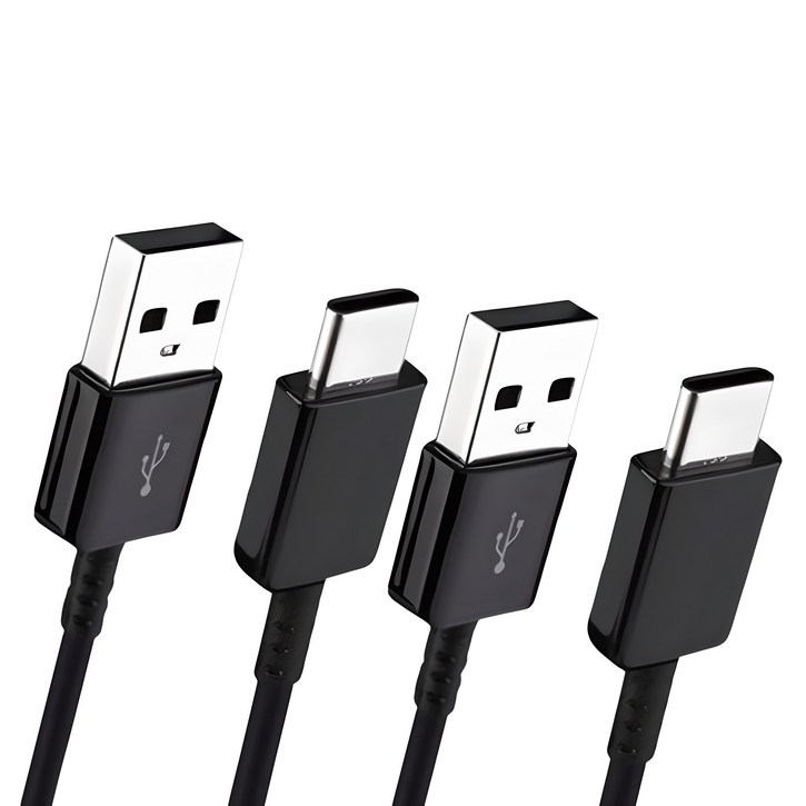 [1+1] 삼성 정품 C타입 고속 충전케이블, 데이터 통신케이블, 블랙, 화이트 1.5m, 1m, 블랙+블랙, 2개, 150cm